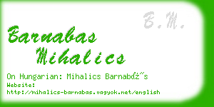 barnabas mihalics business card